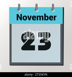 Giorno del calendario, formato immagine vettoriale, novembre 23 Illustrazione Vettoriale