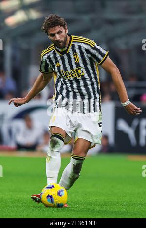 Milano, Italia. 22 ottobre 2023. Manuel Locatelli della Juventus FC ha visto in azione durante la partita di serie A 2023/24 tra AC Milan e Juventus FC allo Stadio San Siro, Milano, Italia il 22 ottobre 2023 crediti: Agenzia fotografica indipendente/Alamy Live News Foto Stock