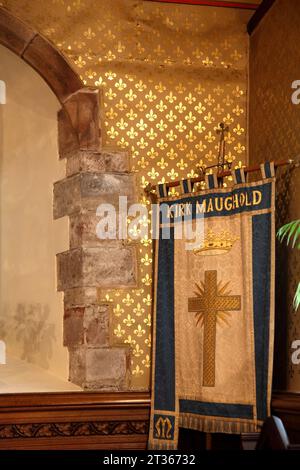 Interno della chiesa di Kirk Maughold, Maughold, Isola di Man. Foto Stock