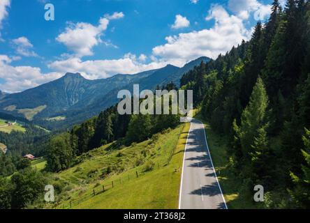 Austria, Salzburger Land, Krispl, Drone veduta della strada tra Krispl e Gaissau Foto Stock