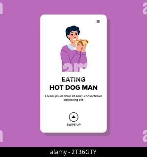 mangia mangiando hot dog man vector Illustrazione Vettoriale