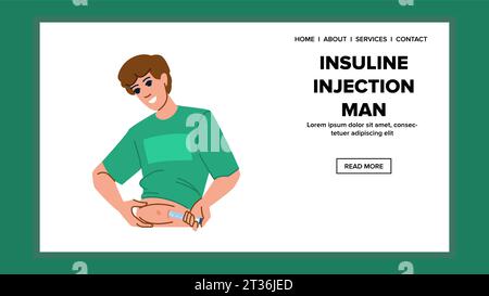 malattia iniezione insulina vettore uomo Illustrazione Vettoriale
