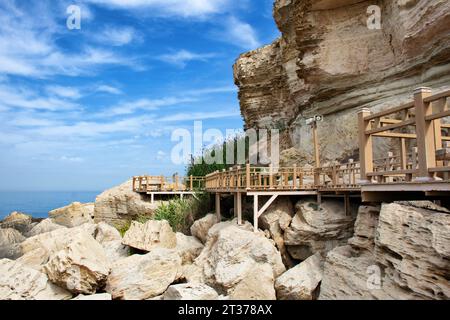 Costa del Mar Caspio. Rock Trail. Kazakistan. Foto Stock