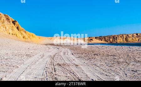 Incredibile vista della spiaggia di Yumaque nella riserva nazionale di Paracas, nella regione di Ica, in Perù Foto Stock