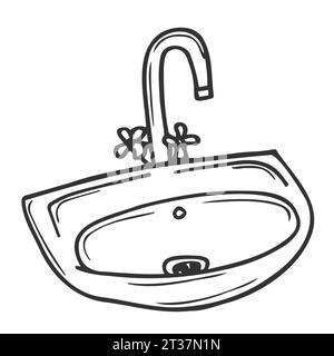 Lavandino del WC disegnato a mano icona del doodle. Illustrazione di schizzi vettoriali per stampa, Web, dispositivi mobili e infografiche isolate Illustrazione Vettoriale