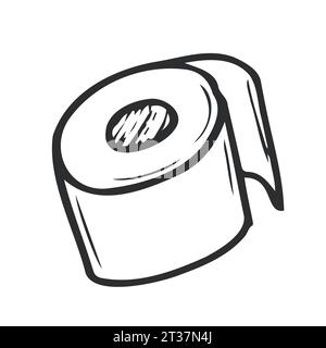 icona della linea di carta igienica per web e mobile, design piatto moderno e minimalista. Icona vettoriale nera isolata Illustrazione Vettoriale