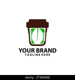 illustrazione del logo del tè verde e caffè. Illustrazione Vettoriale