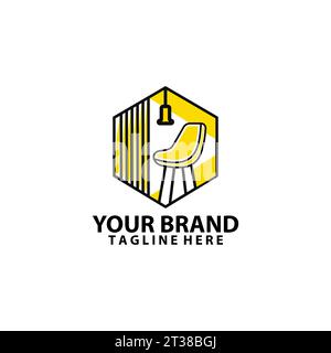 design moderno e minimalista con logo a forma esagonale per salotto Illustrazione Vettoriale