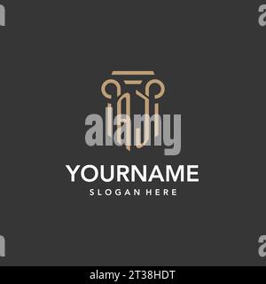 Monogramma con logo AJ con design a colonna vettoriale Illustrazione Vettoriale