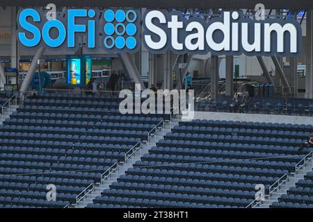 Vista generale dei loghi dei Los Angeles Rams al SoFi Stadium prima di una partita di football tra i Los Angeles Rams e i Pittsburgh Steelers, S. Foto Stock