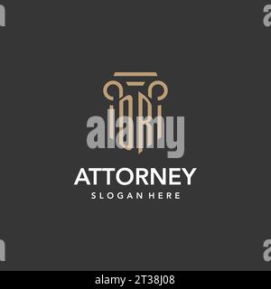 Monogramma con logo DR con vettore di design a colonna Illustrazione Vettoriale