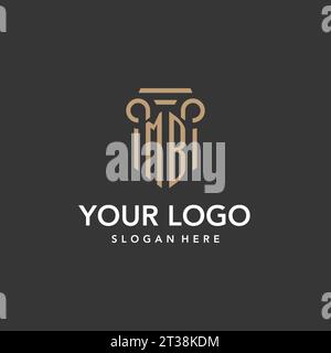 Monogramma con logo MB con design a colonna vettoriale Illustrazione Vettoriale