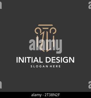 Monogramma con logo ZL con design a colonna vettoriale Illustrazione Vettoriale
