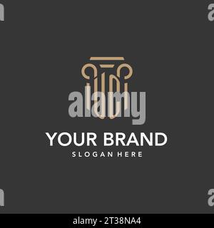 Monogramma con logo UC con vettore di design a colonna Illustrazione Vettoriale