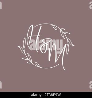Iniziali nozze HM monogramma logo idee grafica vettoriale Illustrazione Vettoriale