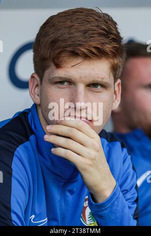 Jordan Majchrzak, di Puszcza Niepolomice visto durante la partita di calcio polacca PKO Ekstraklasa League 2023/2024 tra Puszcza Niepolomice e Cracovia Cracovia Cracovia allo Stadio Cracovia. Punteggio finale; Puszcza Niepolomice 1:1 Cracovia Cracovia Cracovia. Credito: SOPA Images Limited/Alamy Live News Foto Stock