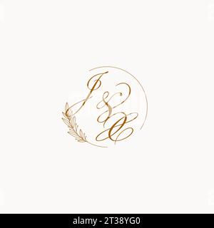 Logo monogramma JX per matrimoni con foglie ed eleganti linee circolari con grafica vettoriale Illustrazione Vettoriale