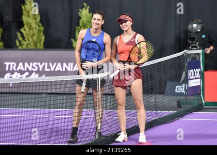 La partita di tennis tra Sorana Cirstea e Eva Lys al torneo di tennis WTA Transylvania Open, Cluj-Napoca, 17 ottobre 2023. Foto Stock