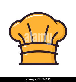 Icona cappello da chef. Cappello da cuoco da disegno in design piatto. Icona lineare isolata del berretto dello chef. Illustrazione vettoriale. Illustrazione Vettoriale