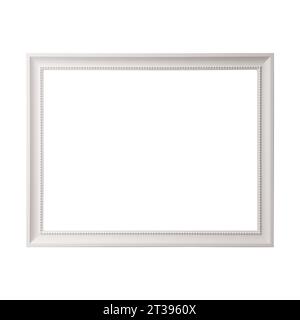 Cornice bianca vuota, cornice orizzontale realistica. Cornice bianca vuota, modello mockup isolato su sfondo bianco. Foto Stock