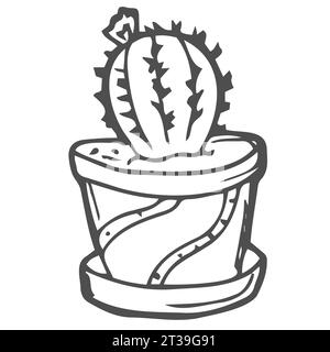 Cute mano disegnata cactuse vettore nei vasi Illustrazione Vettoriale