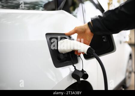 Inserti per maniglie maschio per la ricarica in auto. Foto Stock