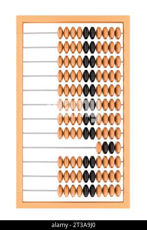 Abaco russo d'epoca. Abacus in legno dell'URSS con perline, rendering 3D isolato su sfondo bianco Foto Stock