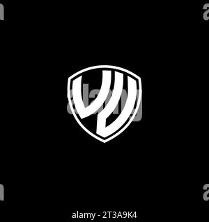 Logo VV monogramma stile emblema con idee di modello per il design della forma dello scudo Illustrazione Vettoriale