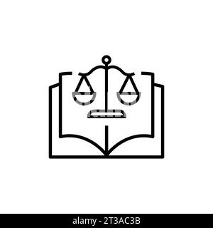 Illustrazione grafica vettoriale dell'icona a riga del libro di legge Illustrazione Vettoriale