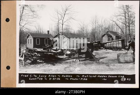 Contratto n. 39, Trunk Line Sewer, Rutland, Holden, Fred C. e Lucy Allen, Holden, Rutland-Holden Sewer Line, Holden, Massachusetts, 31 marzo 1936 Foto Stock