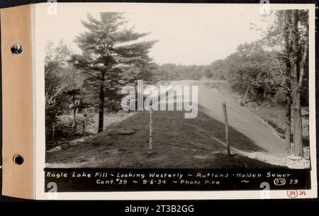 Contratto n. 39, Trunk Line Sewer, Rutland, Holden, Eagle Lake Fill, guardando ad ovest, Rutland-Holden Sewer, Rutland, Massachusetts, 6 settembre, 1934 Foto Stock