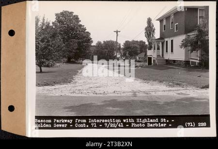 Contratto n. 71, WPA Sewer Construction, Holden, Bascom Parkway dall'incrocio con Highland Street, Holden Sewer, Holden, Mass., Ju. 22, 1941 Foto Stock