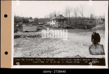 Contratto n. 39, Trunk Line Sewer, Rutland, Holden, Ivar e Linda Maki, Holden, Rutland-Holden Sewer Line, Holden, Massachusetts, 31 marzo 1936 Foto Stock