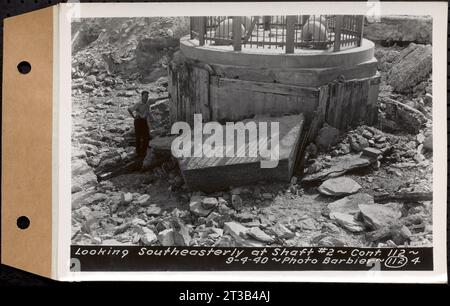 Contract No. 112, Spillway at Shaft 2 of Quabbin Aqueduct, Holden, Looking SoutheEast at Shaft 2, Holden, Mass., 4 settembre 1940 Foto Stock