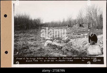 Contratto n. 39, Trunk Line Sewer, Rutland, Holden, Fred C. e Lucy Allen, Holden, Rutland-Holden Sewer Line, Holden, Massachusetts, 31 marzo 1936 Foto Stock