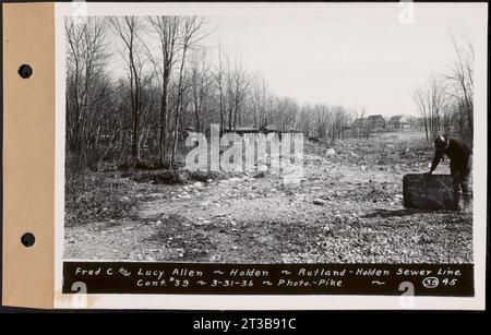 Contratto n. 39, Trunk Line Sewer, Rutland, Holden, Fred C. e Lucy Allen, Holden, Rutland-Holder Sewer Line, Holden, Massachusetts, 31 marzo 1936 Foto Stock