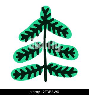 Vector Doodle buon albero di Natale. Abete disegnato a mano isolato su sfondo bianco. Vacanze Green Happy Capodanno, festeggiamenti, natura, foresta, campi Illustrazione Vettoriale