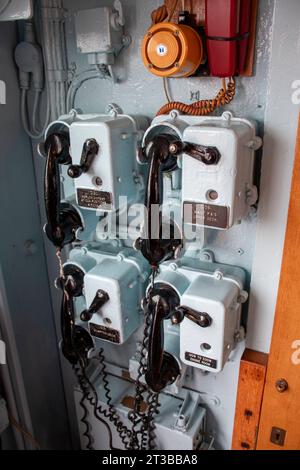 Sistema telefonico a ponte sul Royal Yacht Britannia Foto Stock