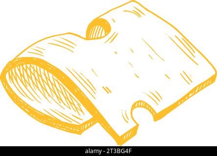Fetta di acquerello formaggi svizzeri triangolo emmental formaggio con fori, maasdam.Delicious latte alimentare illustrazione disegnata a mano isolato su sfondo bianco Illustrazione Vettoriale