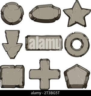 pulsante pietra per impostare l'illustrazione vettoriale dei cartoni animati Illustrazione Vettoriale