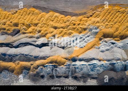 Vista aerea sul paesaggio sfruttato e devastato della fossa opencast Nochten, miniera di lignite vicino a Weißwasser / Weisswasser, Sassonia, Germania orientale Foto Stock