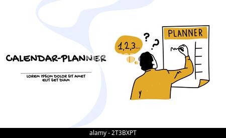 Concetto di pianificazione aziendale e gestione del tempo, illustrazione vettoriale Illustrazione Vettoriale