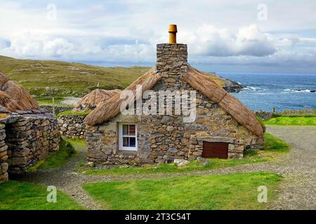 Gearrannan Blackhouse Villagein Isola di Lewis Ebridi esterne Scozia Regno Unito Foto Stock