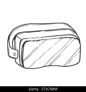 Occhiali per realtà virtuale. Incisione vettoriale lineare di occhiali VR. Illustrazione di occhiali per realtà virtuale per giocare e guardare film. Illustrazione Vettoriale