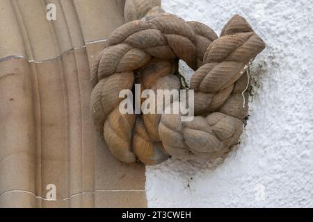 Corda, scolpita nella pietra, scultura, Blair Castle, Blair Atholl, Perth e Kinross, Scozia, Gran Bretagna Foto Stock