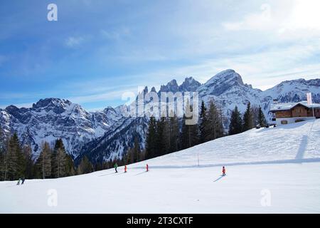 Comprensorio sciistico passo San Pellegrino-Falcade, tre Valli, gruppo Pala, gruppo dolomitico, Province di Belluno, Falcade, Belluno, Italia Foto Stock