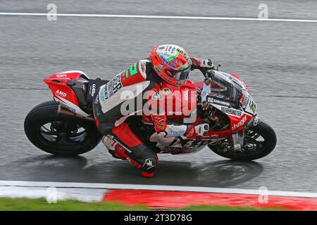 Glenn Irwin - BeerMonster Ducati - in sella alla Ducati 2 nelle 2023 British Superbike a Brands Hatch nell'ottobre 2023 Foto Stock