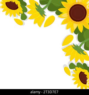 Bordo del girasole colorato bordo del fiore vettore Illustrazione Vettoriale