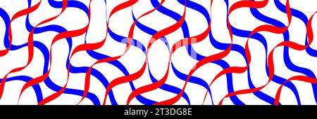 Linee ondulate rosse e blu su sfondo bianco, banner vettoriale orizzontale astratto. Illustrazione Vettoriale