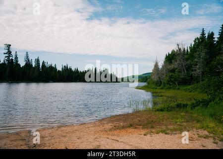 Parco Provinciale di Batchawana Bay. Una spiaggia vicino Sault Sainte Marie, durante la caduta. Foto di alta qualità Foto Stock